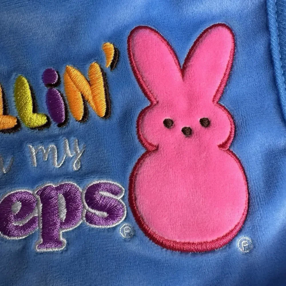Peeps Blue Easter Baby Bib Chillin’ with My Peeps Lot of 2 Embroidered Bunny